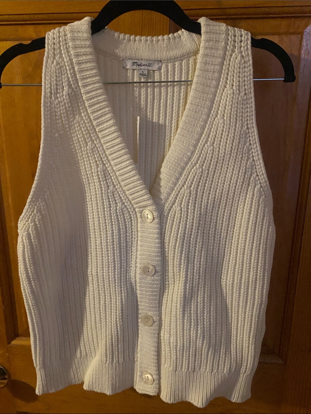 Madewell Cream Ribbed Button-Front Knit Vest